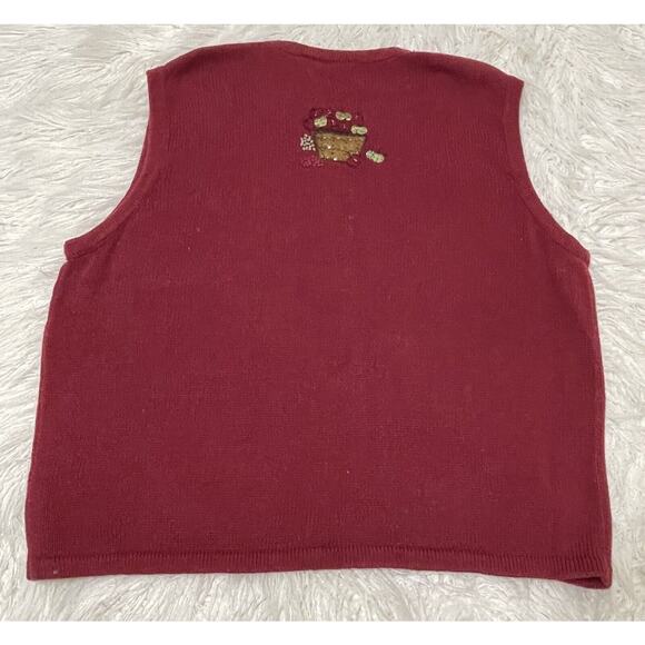 Novelty Autumn Fall Theme Birdhouse Apples Sweater Vest Volup 22W - Picture 4 of 4